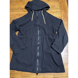 Zyia Active Women's Full Zip XL Sweatshirt Long Hoodie Jacket Black Longline.Z23